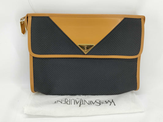 (10309_0073) Yves Saint Laurent PVC x Canvas Clutch Bag Second Bag