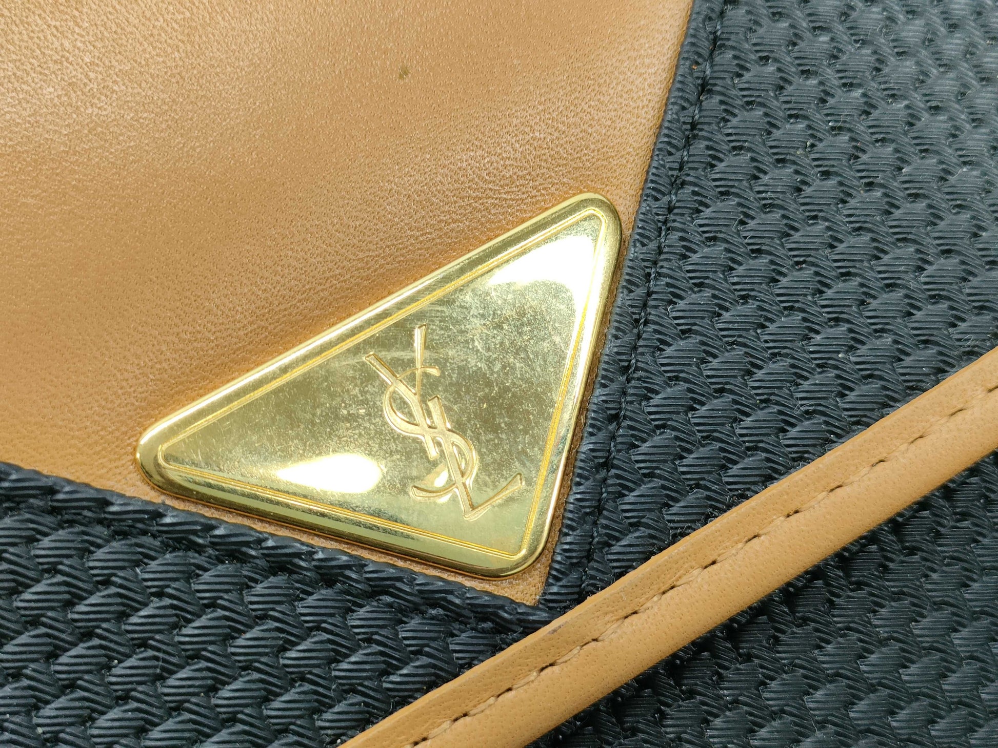 (10309_0073) Yves Saint Laurent PVC x Canvas Clutch Bag Second Bag