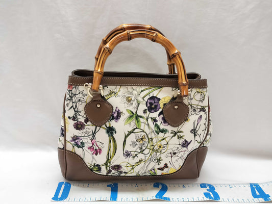 GUCCI 308360 Bamboo Flower 2-way Handbag with Shoulder Strap