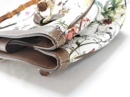 GUCCI 308360 Bamboo Flower 2-way Handbag with Shoulder Strap