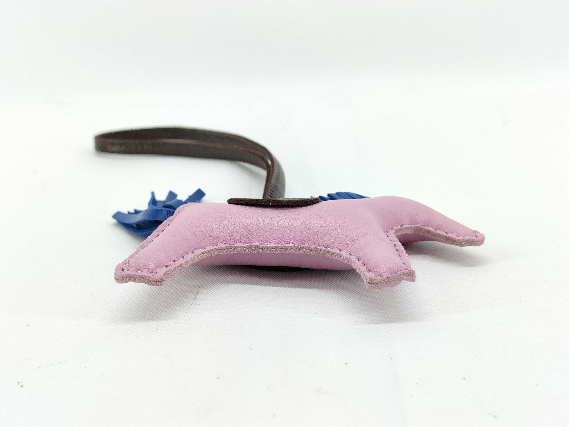 HERMES Rodeo Charm PM Mauve Silvestre/Blue France B Stamp Key Case/Key Holder