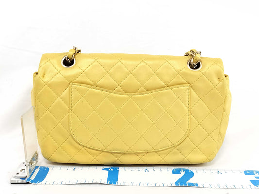 CHANEL Matelasse Shoulder Bag with Beaded Coco Mark, Yellow, WS7730