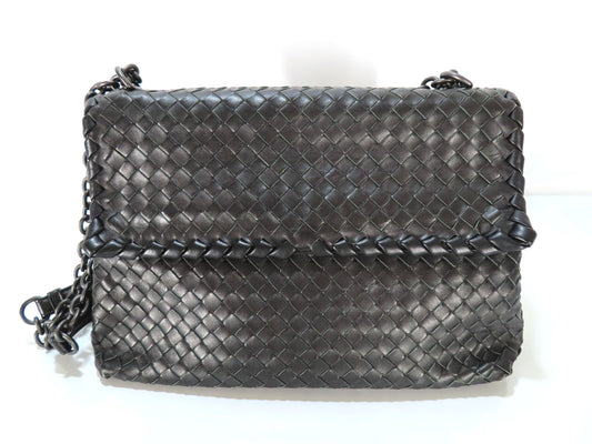 BOTTEGA VENETA Chain Shoulder Bag, Black Leather