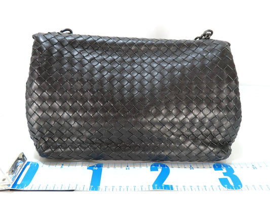 BOTTEGA VENETA Chain Shoulder Bag, Black Leather