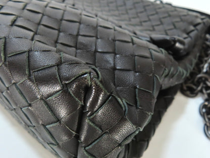 BOTTEGA VENETA Chain Shoulder Bag, Black Leather