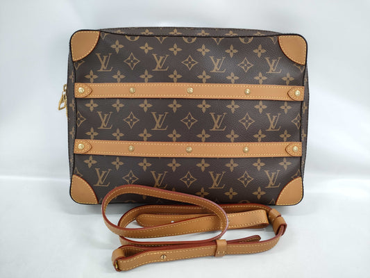 (10307_0060) LOUIS VUITTON Soft Trunk Messenger MM Shoulder Bag Monogram M44754 Brown Canvas with Gold Hardware BA2199 Second Bag