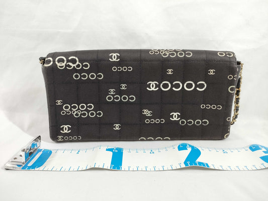 CHANEL Coco Mark Chocolate Bar Canvas Coco Mark Black Shoulder Bag