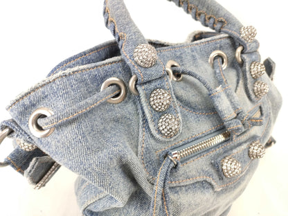 BALENCIAGA Goal XS Denim 2-Way Handbag