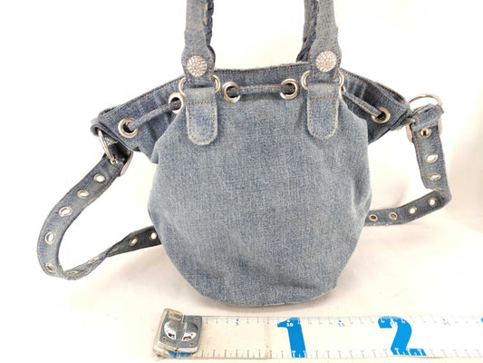 BALENCIAGA Goal XS Denim 2-Way Handbag
