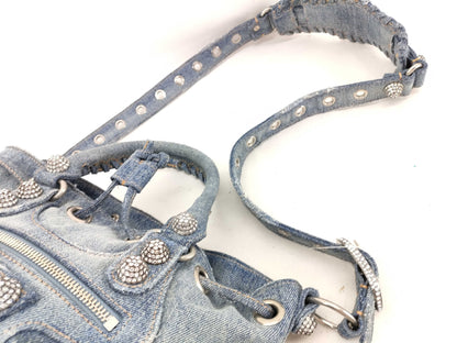 BALENCIAGA Goal XS Denim 2-Way Handbag