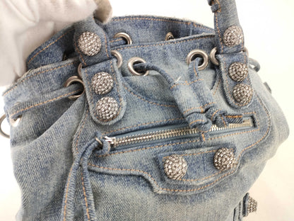 BALENCIAGA Goal XS Denim 2-Way Handbag