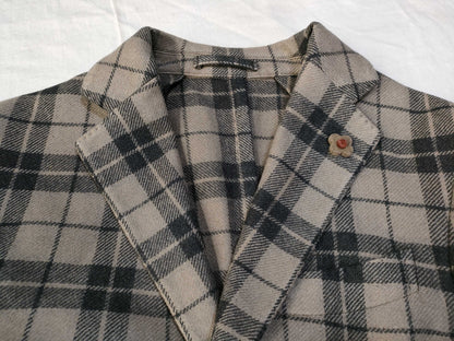 Lardini Checked Cashmere 100% Tailored Jacket Size 44
