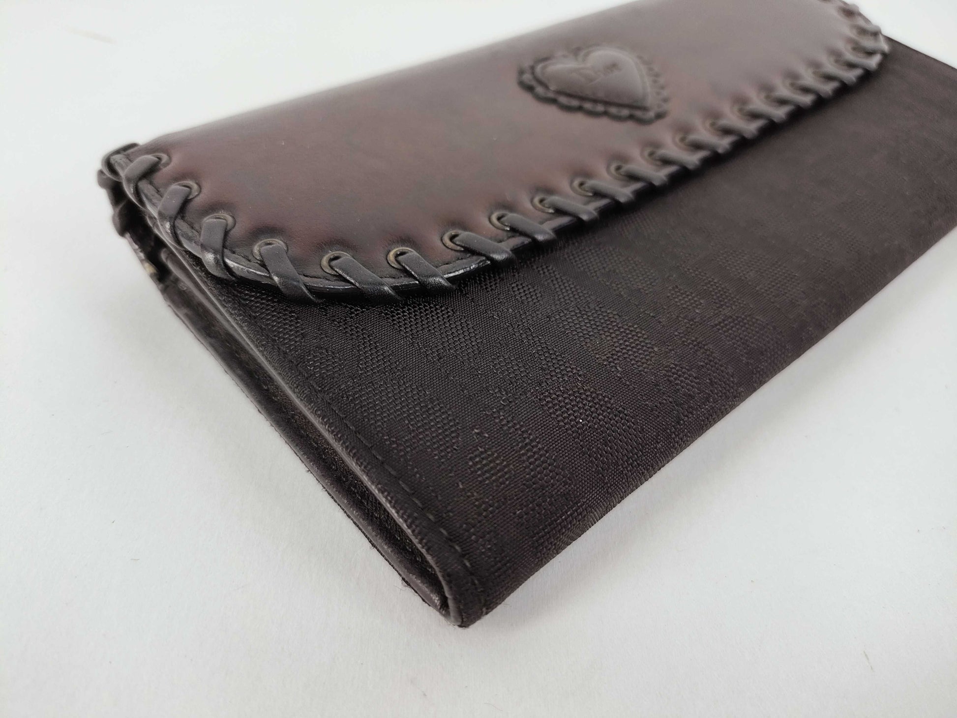 Dior Trotter Christian Dior Long Wallet Trotter Ethnic Heart Black Wallet