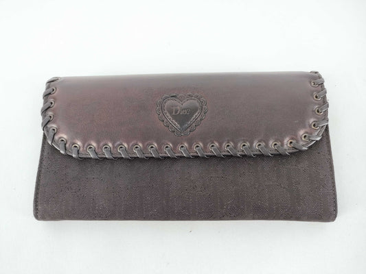 Dior Trotter Christian Dior Long Wallet Trotter Ethnic Heart Black Wallet