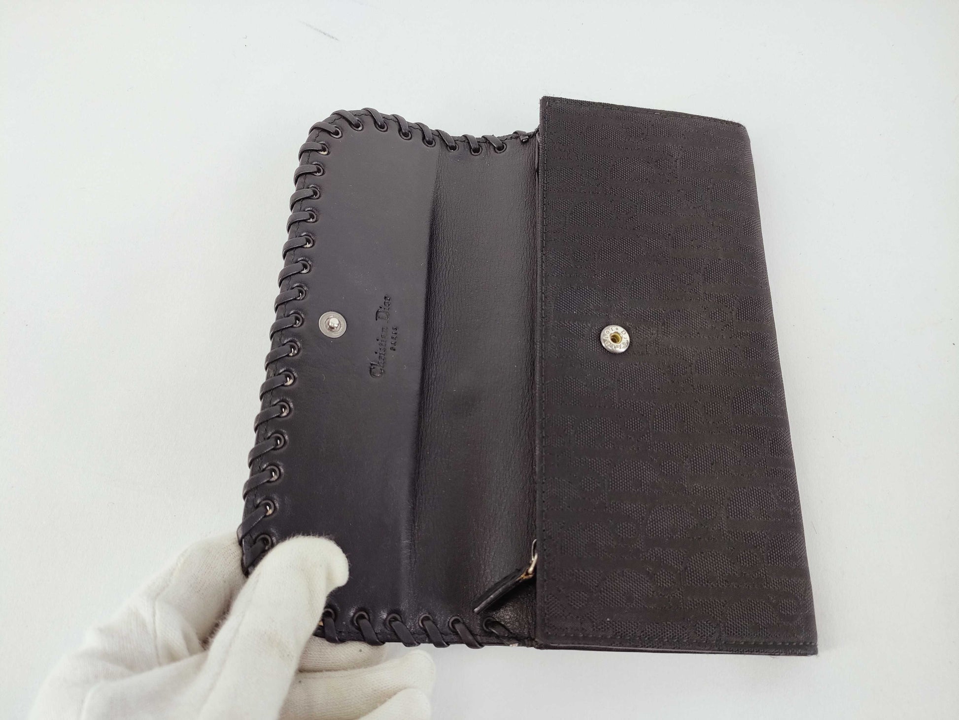 Dior Trotter Christian Dior Long Wallet Trotter Ethnic Heart Black Wallet