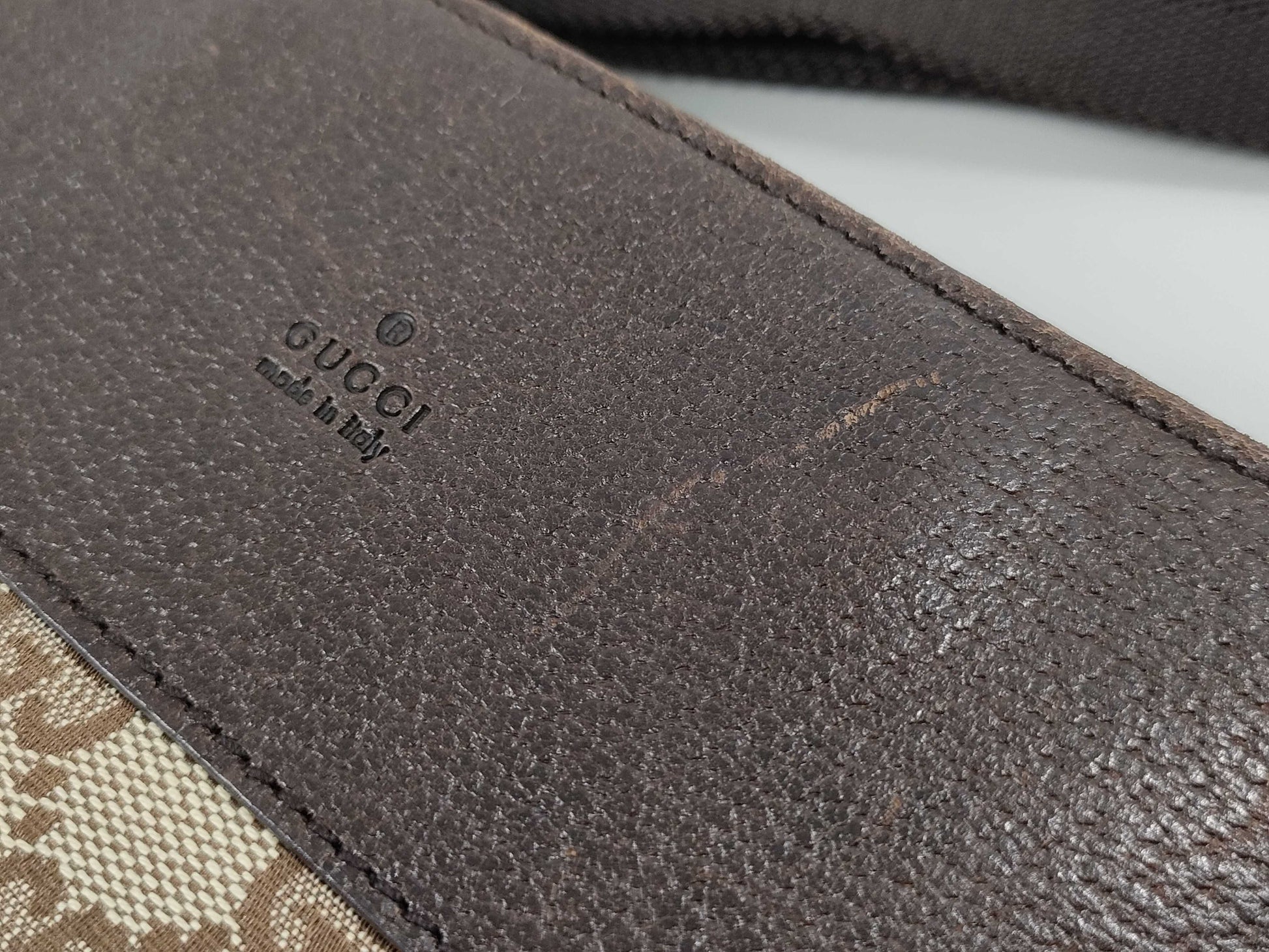 GUCCI GG Canvas Shoulder Bag Brown