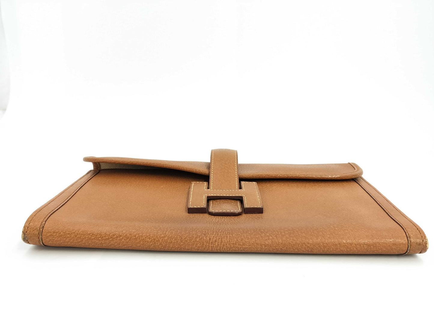HERMES Jige PM Pigskin Brown Clutch Bag 