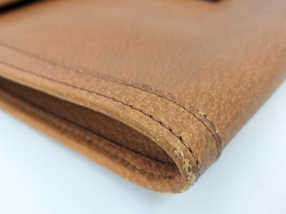 HERMES Jige PM Pigskin Brown Clutch Bag 