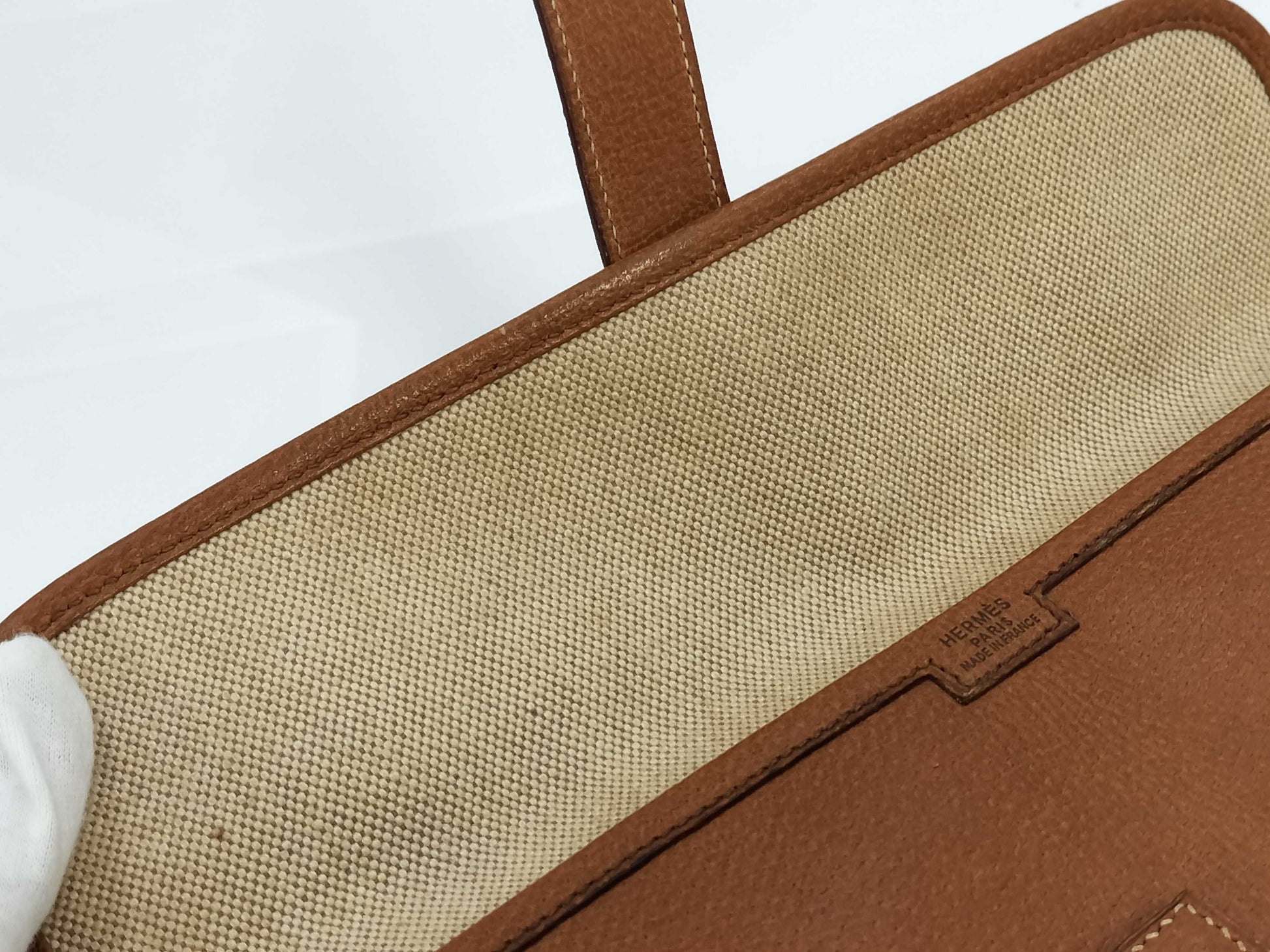 HERMES Jige PM Pigskin Brown Clutch Bag 