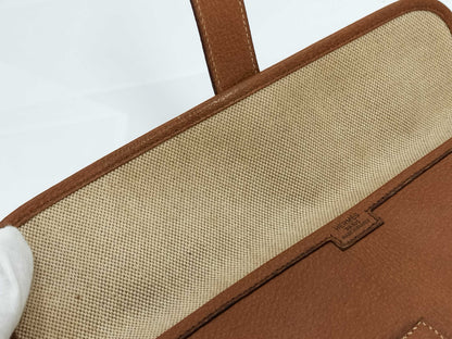 HERMES Jige PM Pigskin Brown Clutch Bag 