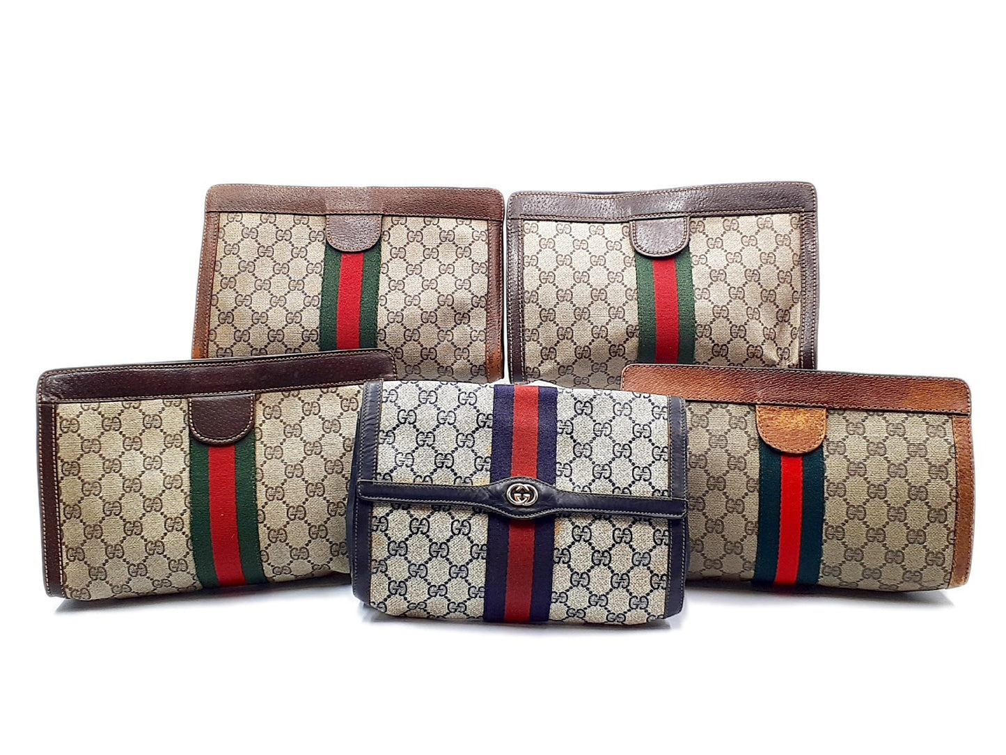 GUCCI 5-piece set GG Supreme Sherry Line leather second bag, leather clutch, and second bag