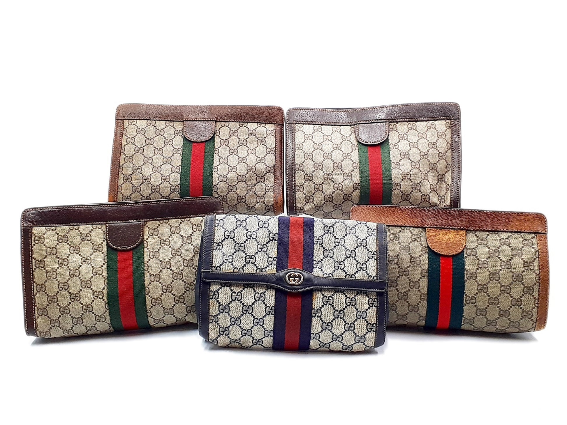 GUCCI 5-piece set GG Supreme Sherry Line leather second bag, leather clutch, and second bag