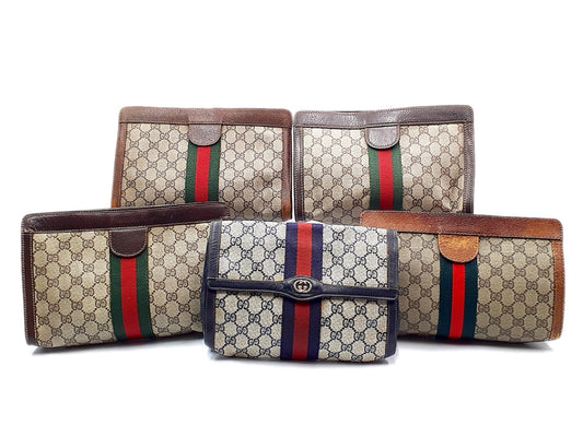 GUCCI 5-piece set GG Supreme Sherry Line leather second bag, leather clutch, and second bag