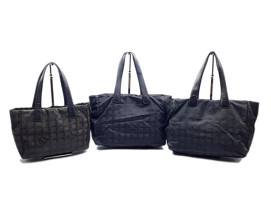 CHANEL New Travel Line All Black All Stickers 3-Piece Tote Bag Set