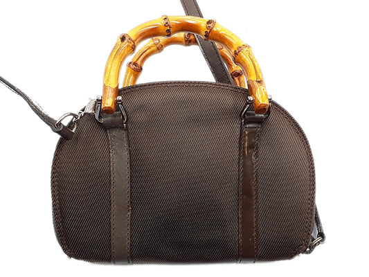 GUCCI 2-way bamboo and leather shoulder bag with strap 039 1705