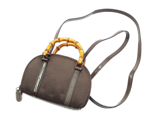 GUCCI 2-way bamboo and leather shoulder bag with strap 039 1705