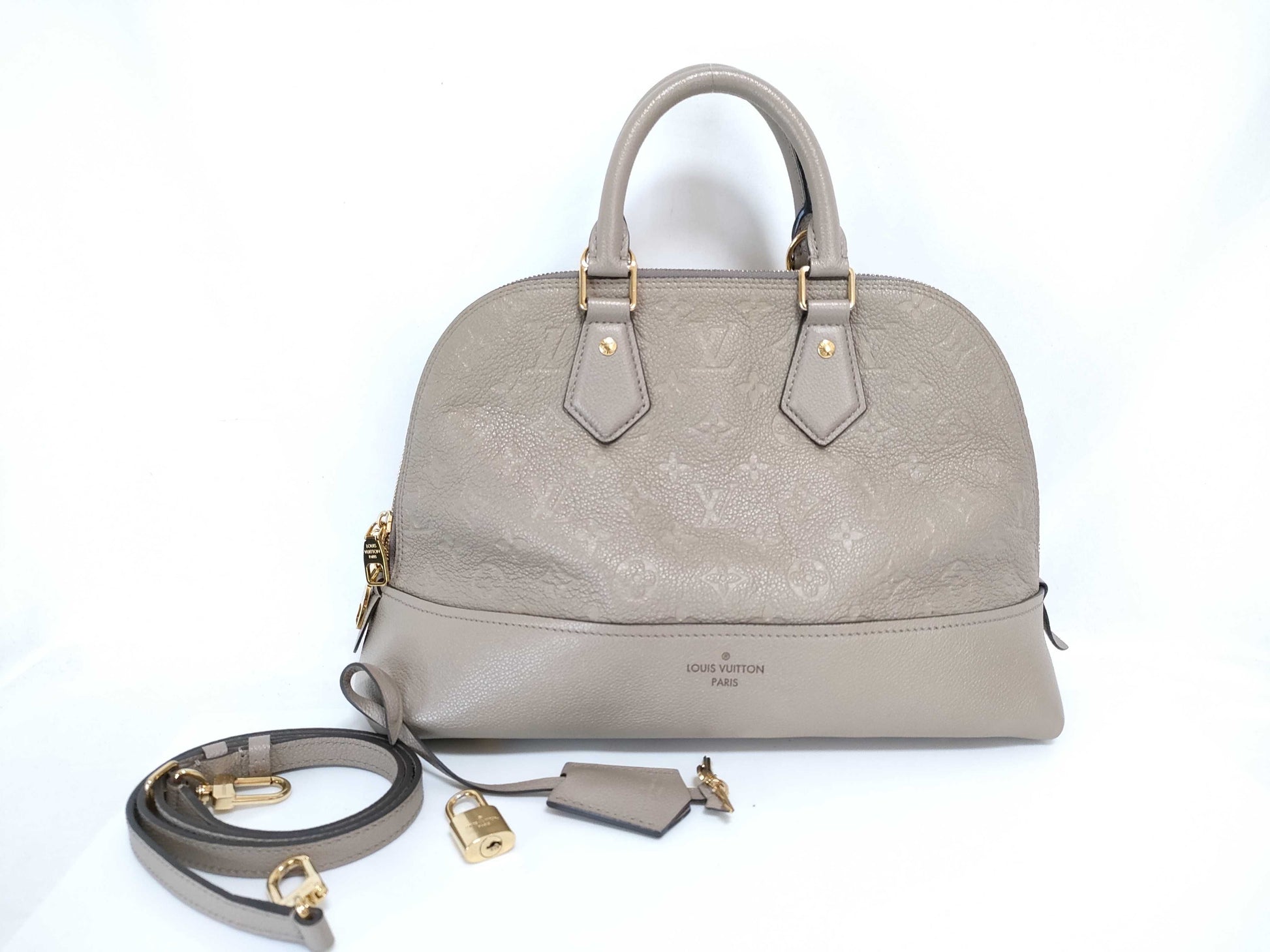 LOUIS VUITTON Monogram Empreinte Alma PM Tourterelle 2-way handbag M44885 RFID