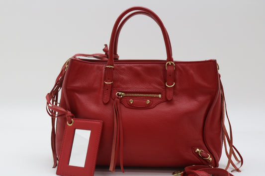 BALENCIAGA Mini Leather The Paper 2-Way Handbag