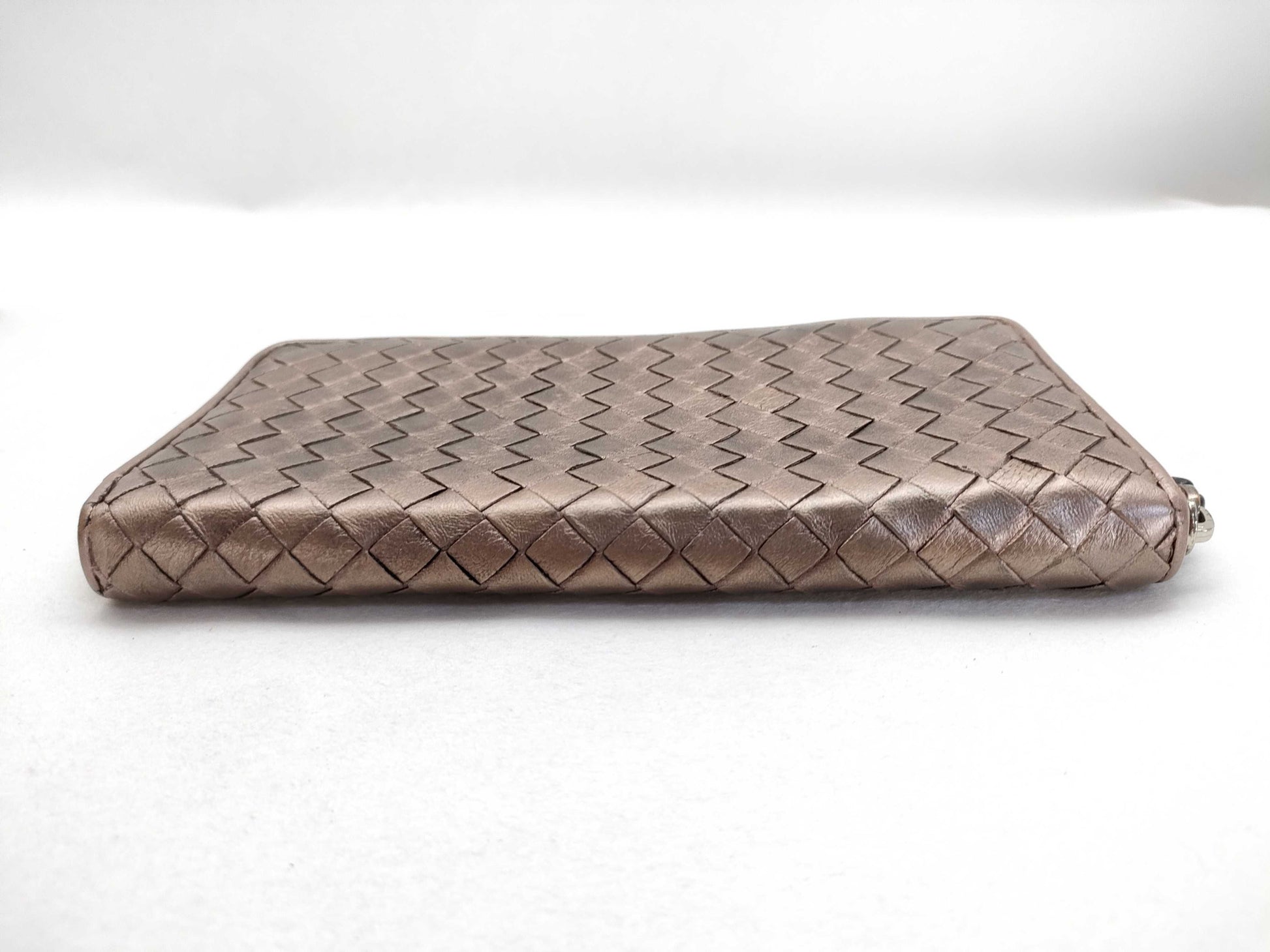 BOTTEGA VENETA Intrecciato Bottega Veneta Round Long Wallet Leather Zipper Blonde Wallet