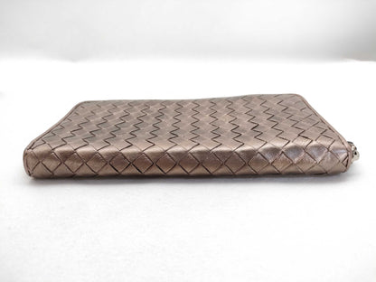 BOTTEGA VENETA Intrecciato Bottega Veneta Round Long Wallet Leather Zipper Blonde Wallet