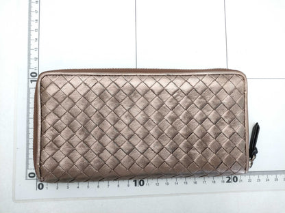 BOTTEGA VENETA Intrecciato Bottega Veneta Round Long Wallet Leather Zipper Blonde Wallet