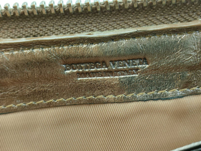 BOTTEGA VENETA Intrecciato Bottega Veneta Round Long Wallet Leather Zipper Blonde Wallet