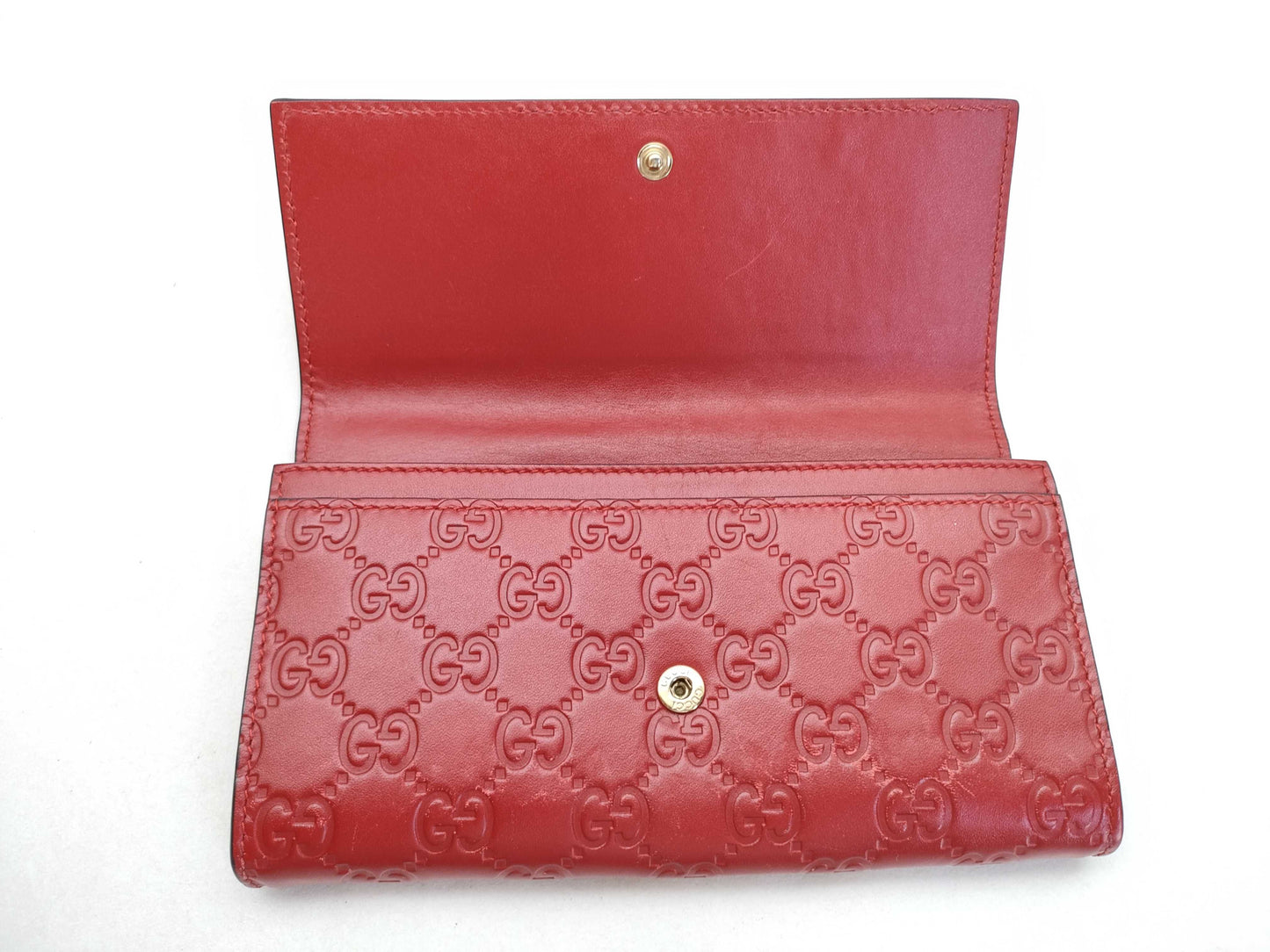 GUCCI 388679 Long Wallet, Shima Leather, Red