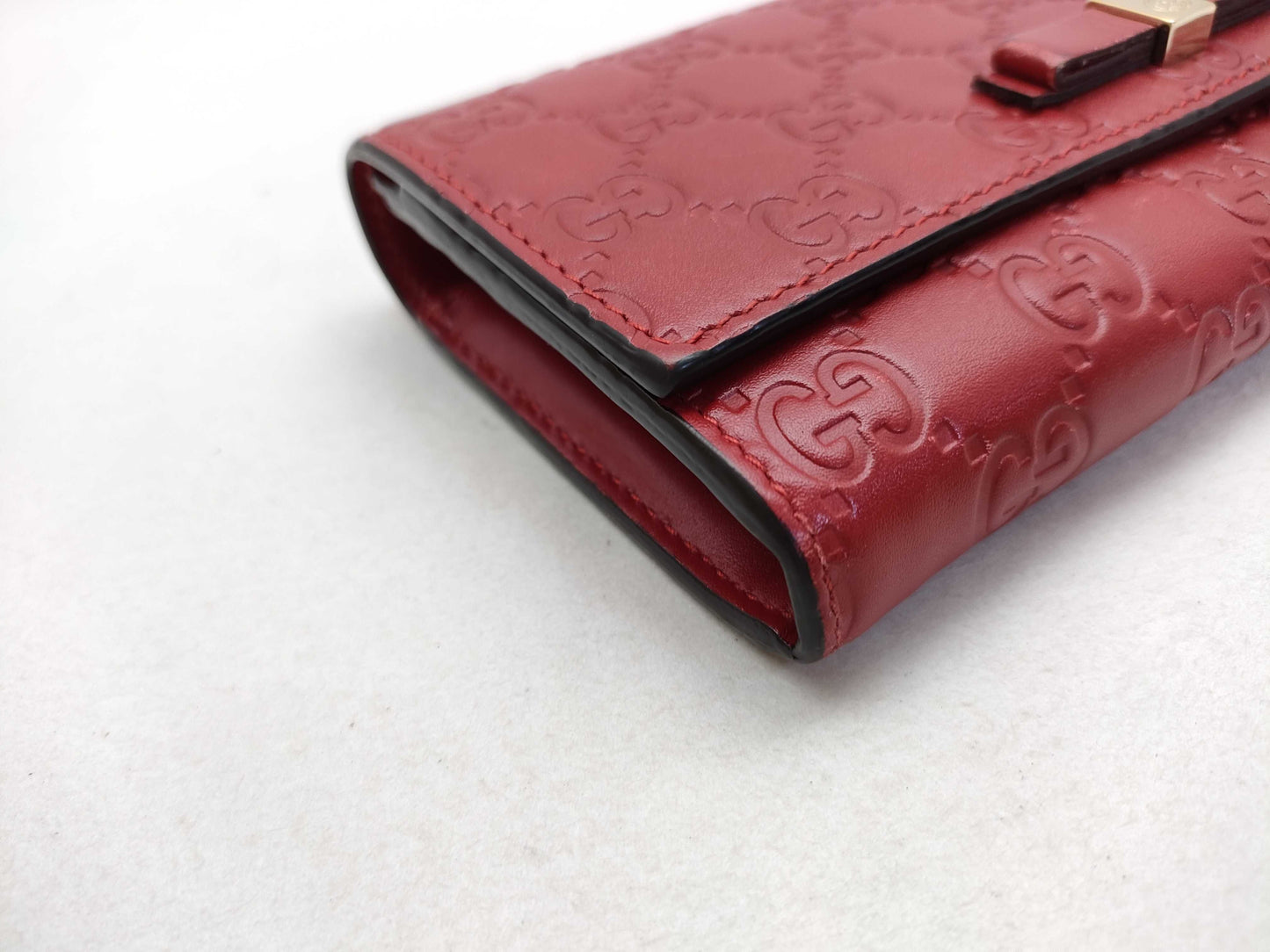 GUCCI 388679 Long Wallet, Shima Leather, Red