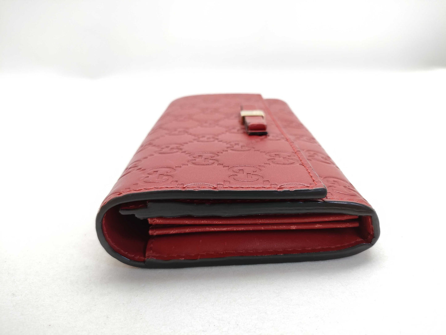 GUCCI 388679 Long Wallet, Shima Leather, Red