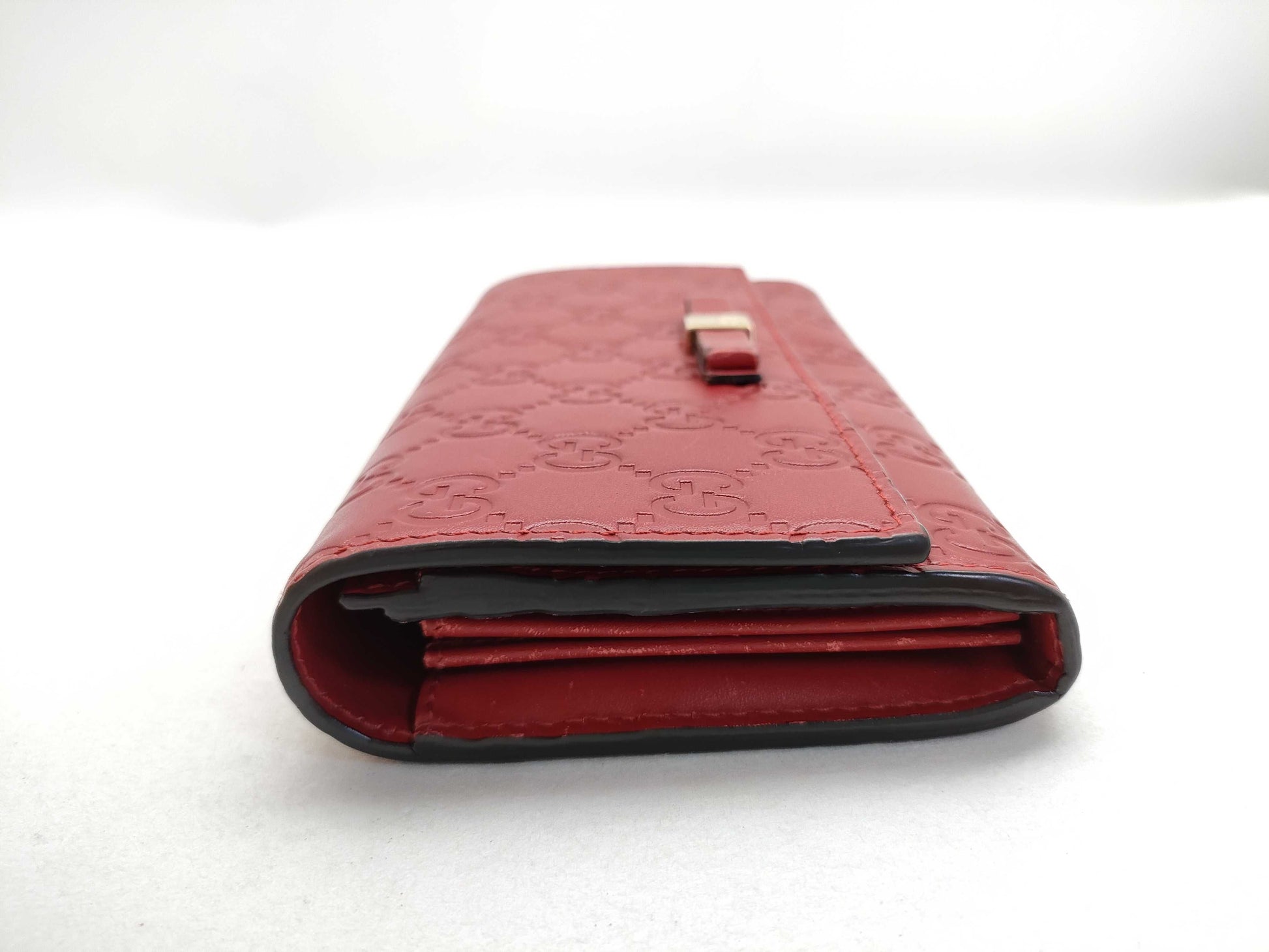 GUCCI 388679 Long Wallet, Shima Leather, Red