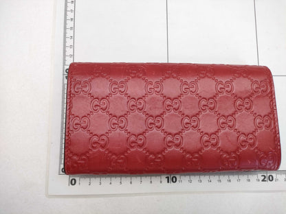 GUCCI 388679 Long Wallet, Shima Leather, Red