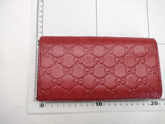 GUCCI 388679 Long Wallet, Shima Leather, Red