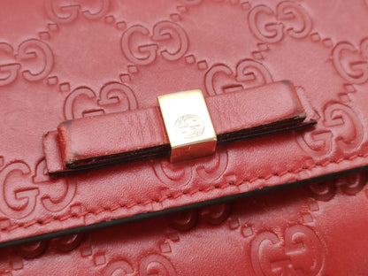 GUCCI 388679 Long Wallet, Shima Leather, Red