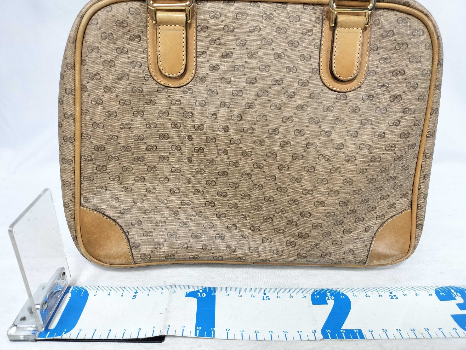 GUCCI GG Gucci 104 000 Handbag Micro GG PVC Leather Beige Handbag