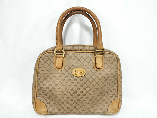 GUCCI GG Gucci 104 000 Handbag Micro GG PVC Leather Beige Handbag