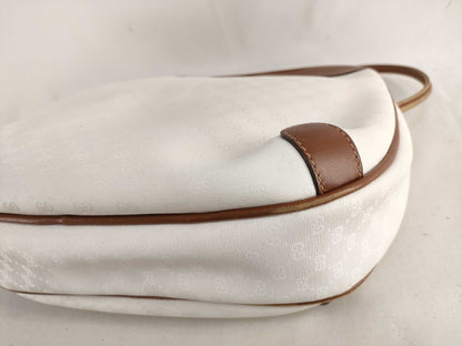 GUCCI 001/104 Shoulder Bag Micro GG PVC and Leather White and Brown Shoulder Bag