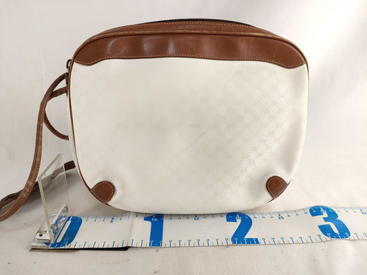 GUCCI 001/104 Shoulder Bag Micro GG PVC and Leather White and Brown Shoulder Bag