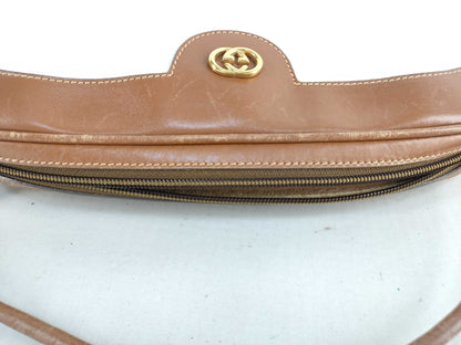 GUCCI 001/104 Shoulder Bag Micro GG PVC and Leather White and Brown Shoulder Bag