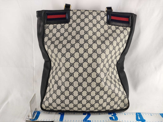 GUCCI Old Gucci 49 Tote Bag Sherry Line GG Supreme Mesh Navy Tote Bag