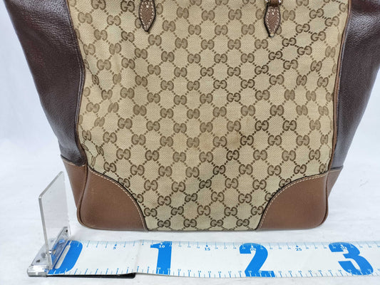 GUCCI GG Canvas Tote Bag 323671 GG Canvas Leather Brown Tote Bag